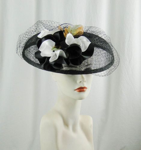 Katie Black Sinamay Dome Hat 