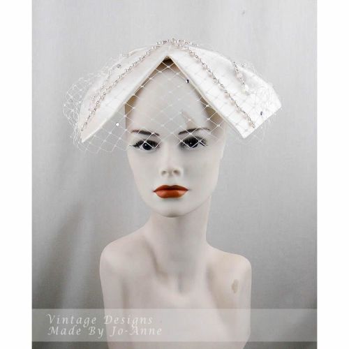 Crystal Cream Satin Bow Headpiece