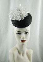 Deanne Floating Black Parisisal Beret with Floral Trim