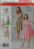 Simplicity 1459 Miss Petite Dress and Cummerbund 1950's Retro