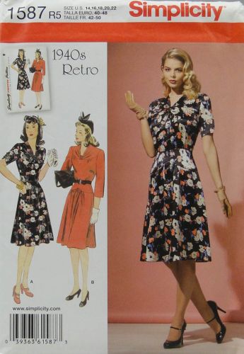 Simplicity 1587 Miss Petite Dress 1940's Retro